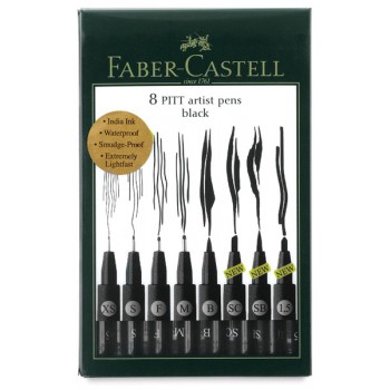 Faber-Castell Pitt Artist Pens 8 Assorted Black